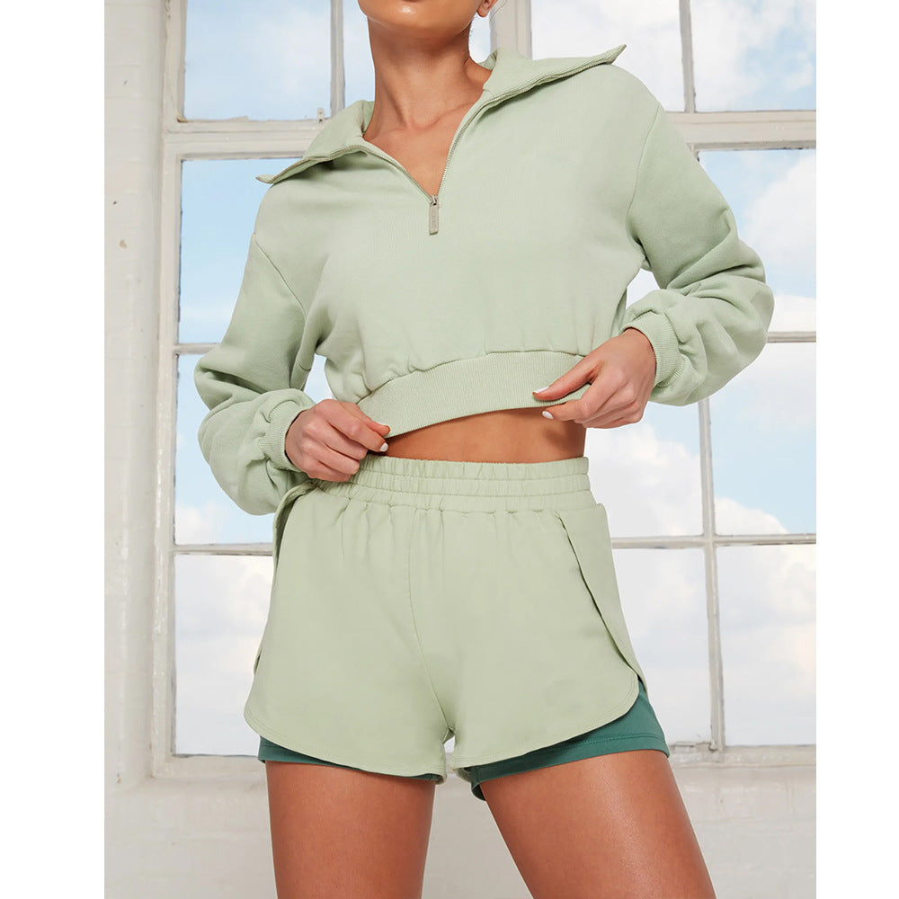 Hoodie solid color long sleeve leisure sports suit