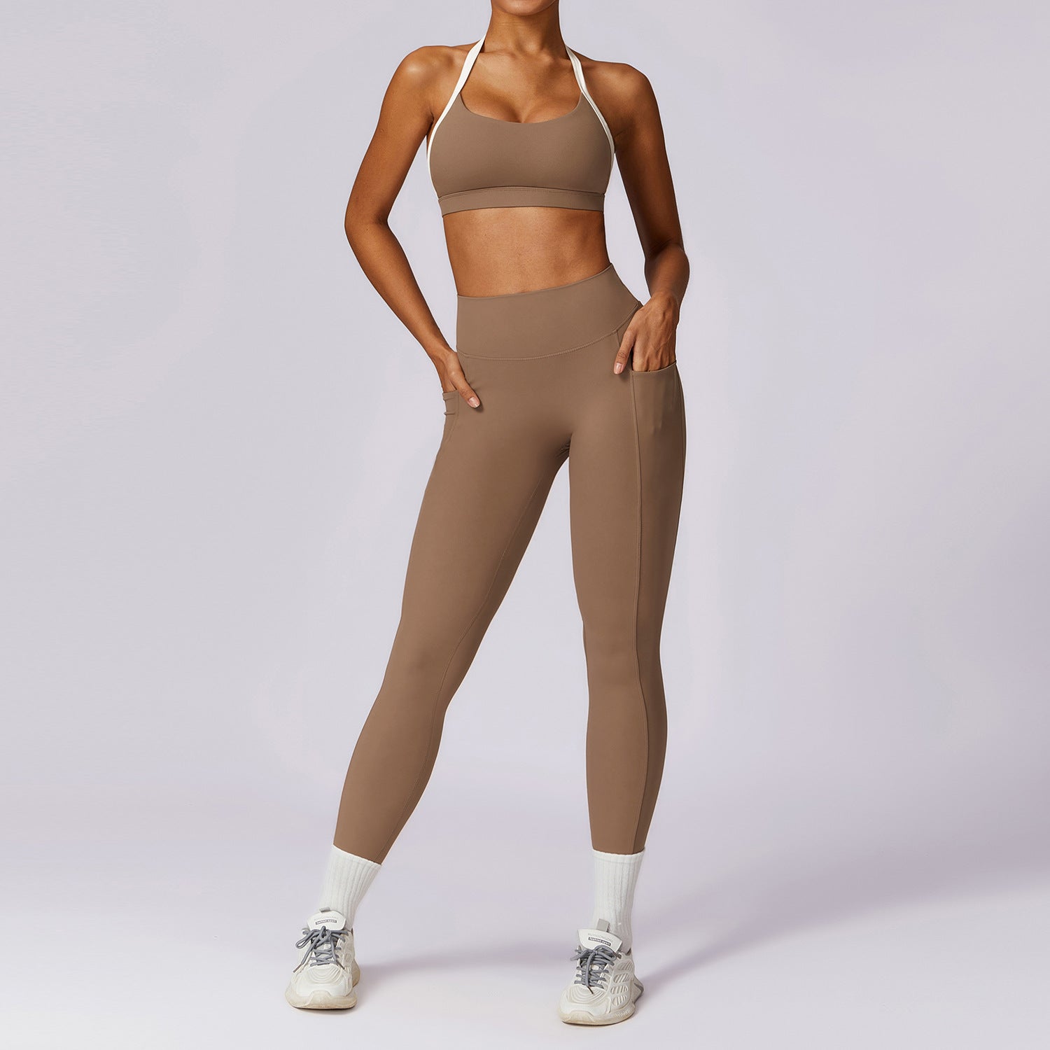 Leisure tight sports fitness wear two-piece yoga suit female 8605