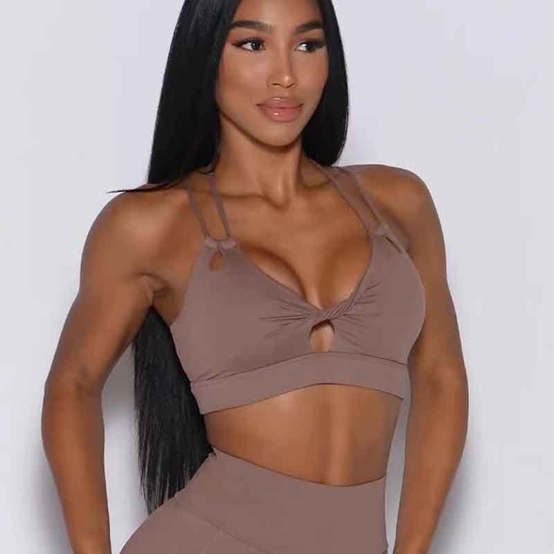 Shock-proof push-up sports bra with chest pad 3colors