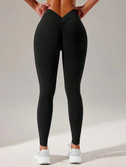 Burst V-waist solid color leopard print seamless high waist hip lift fitness pants 10 color