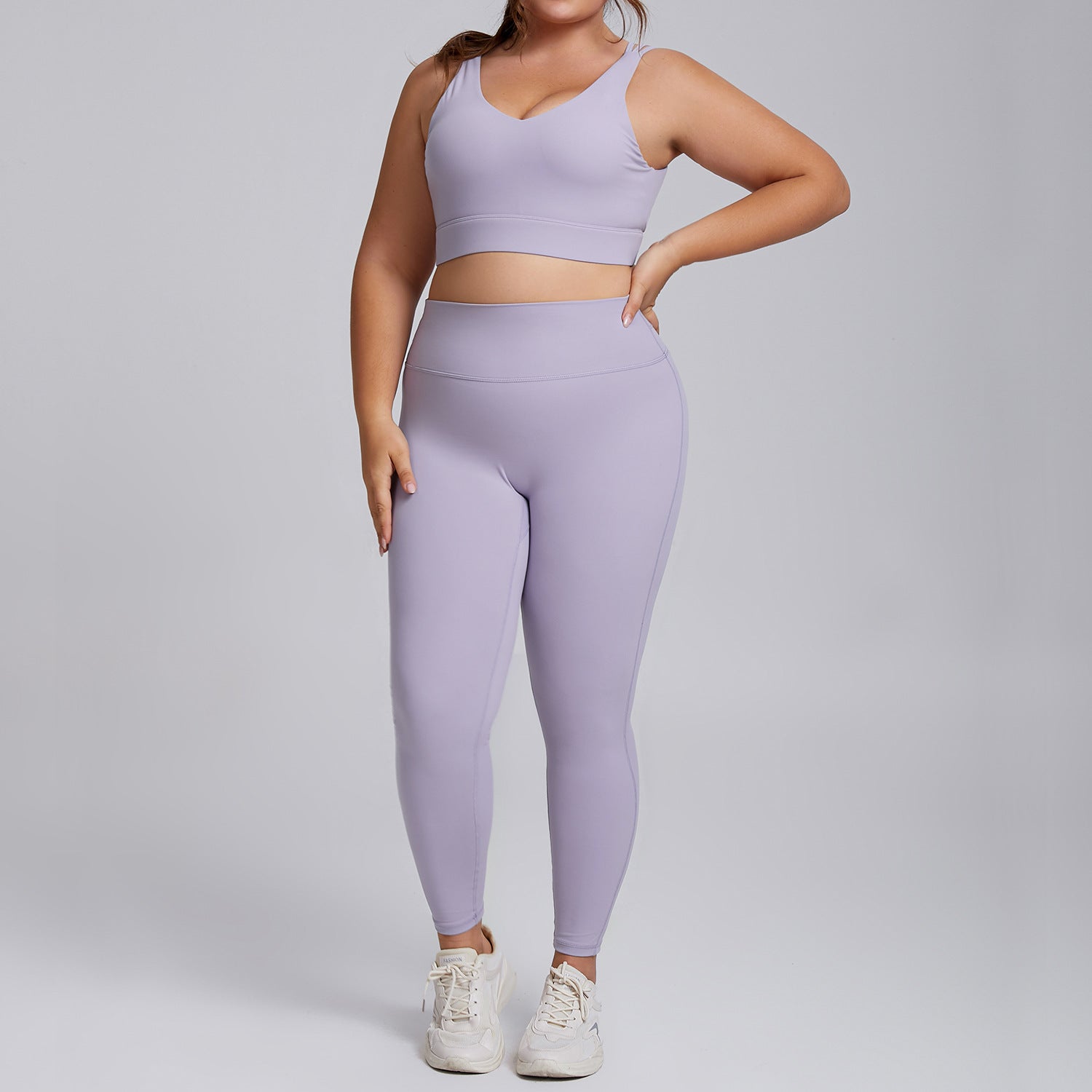 Plus-size high-waisted tight-fitting tracksuit