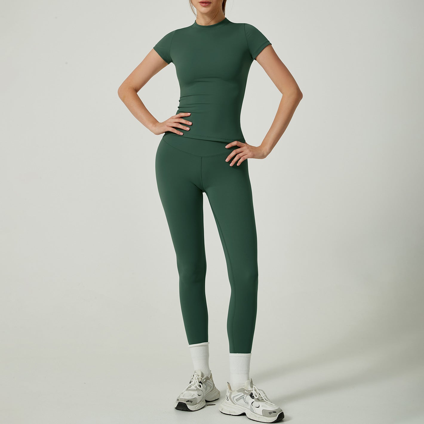 Women's two-piece short sleeve yoga pants suit