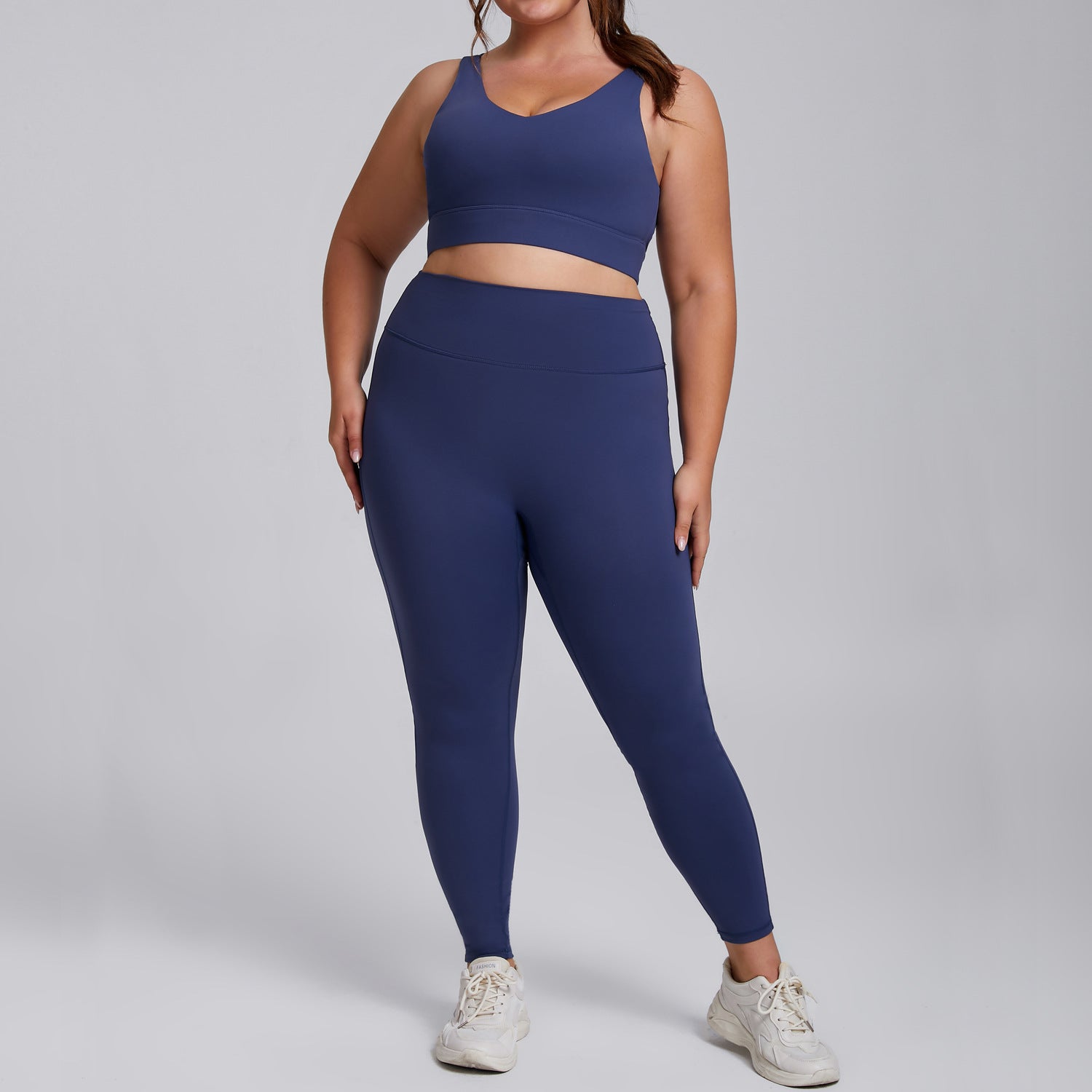 Plus-size high-waisted tight-fitting tracksuit