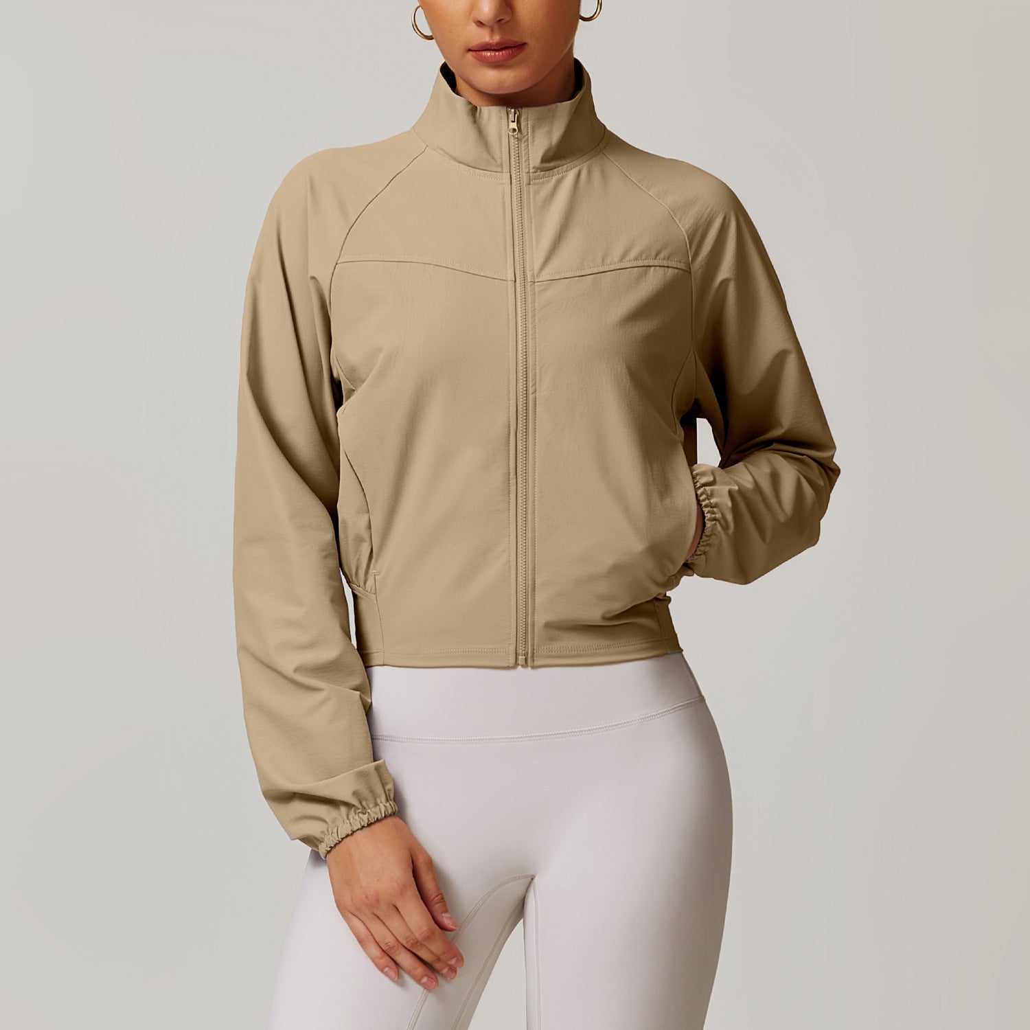 Windproof outdoor running fitness long sleeve yoga jacket 8945