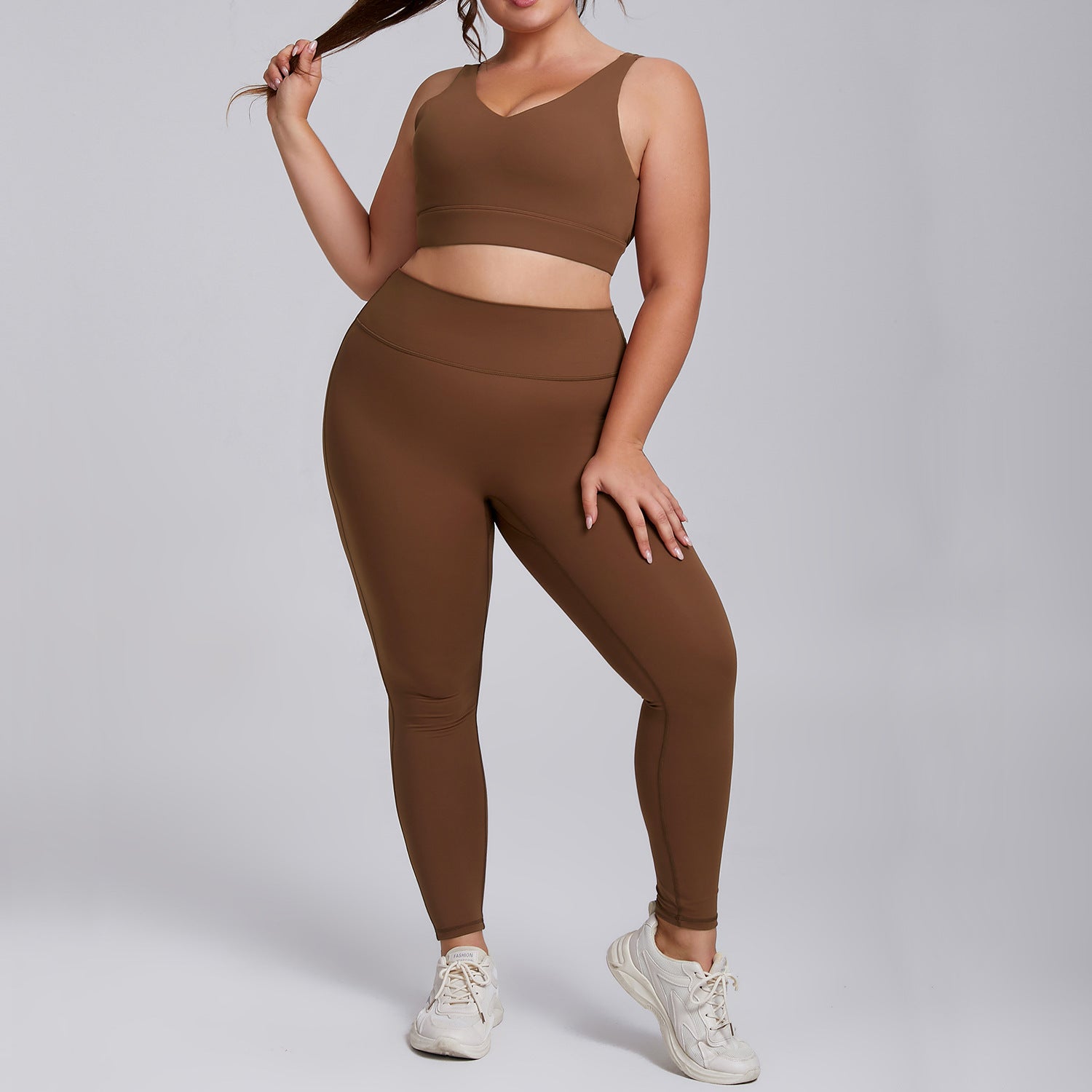 Plus-size high-waisted tight-fitting tracksuit