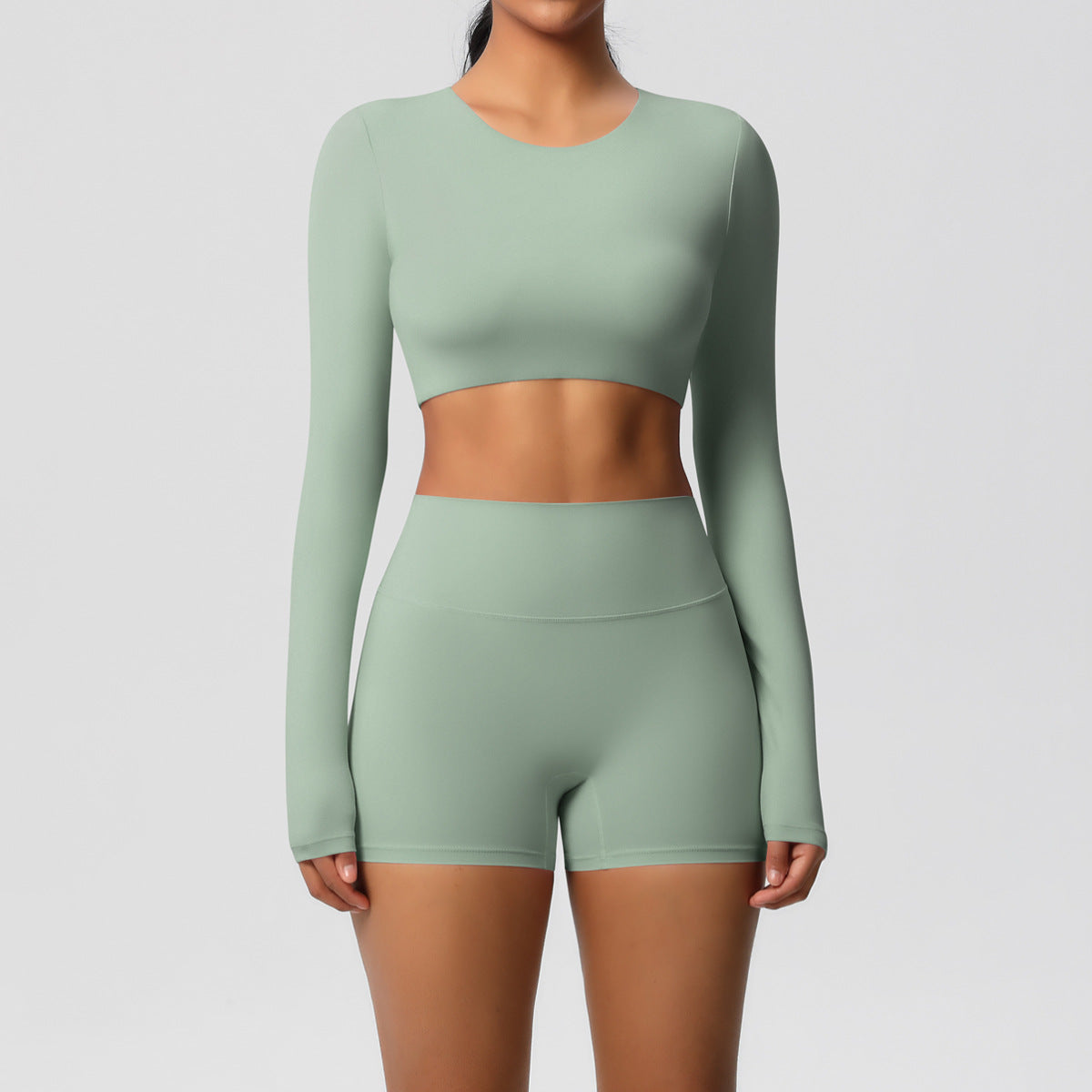 Two-piece yoga dress with padded chest and long sleeve shorts