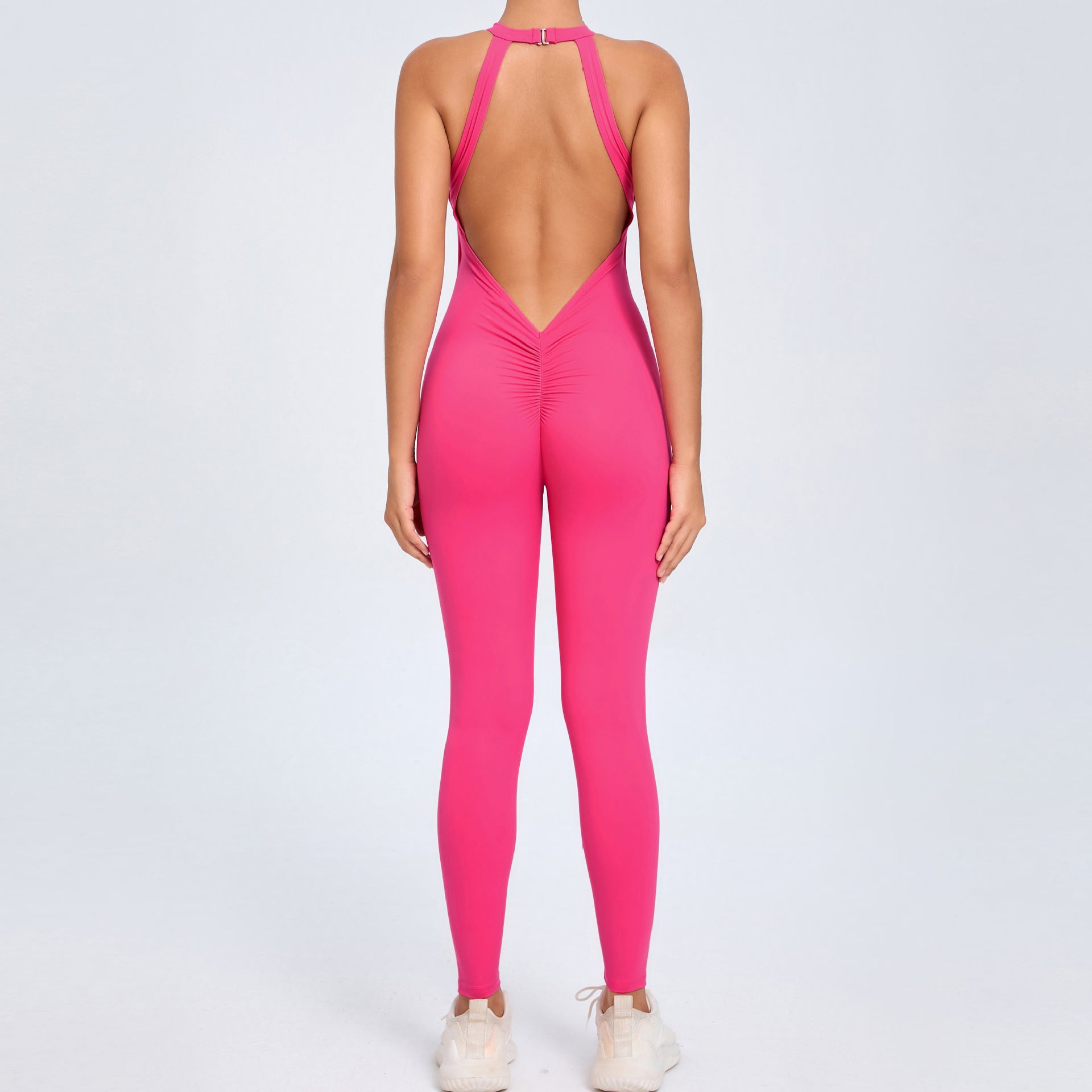 Back clasp women's backless instant dry one-piece fitness jumpsuit