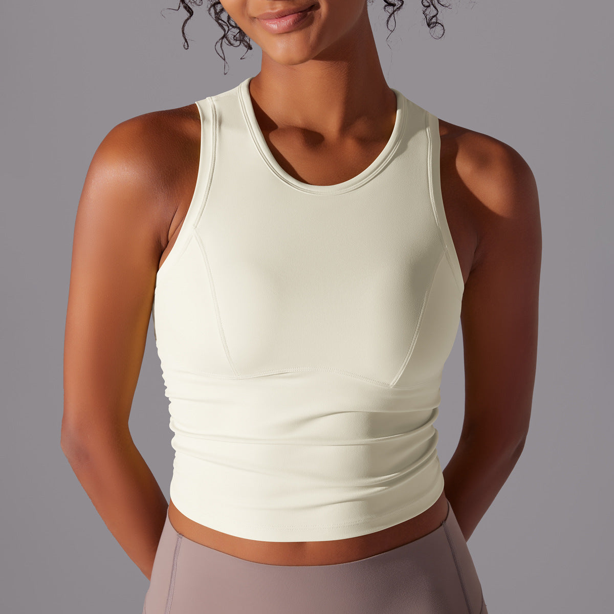 Tight crew neck sports vest yoga wear long top