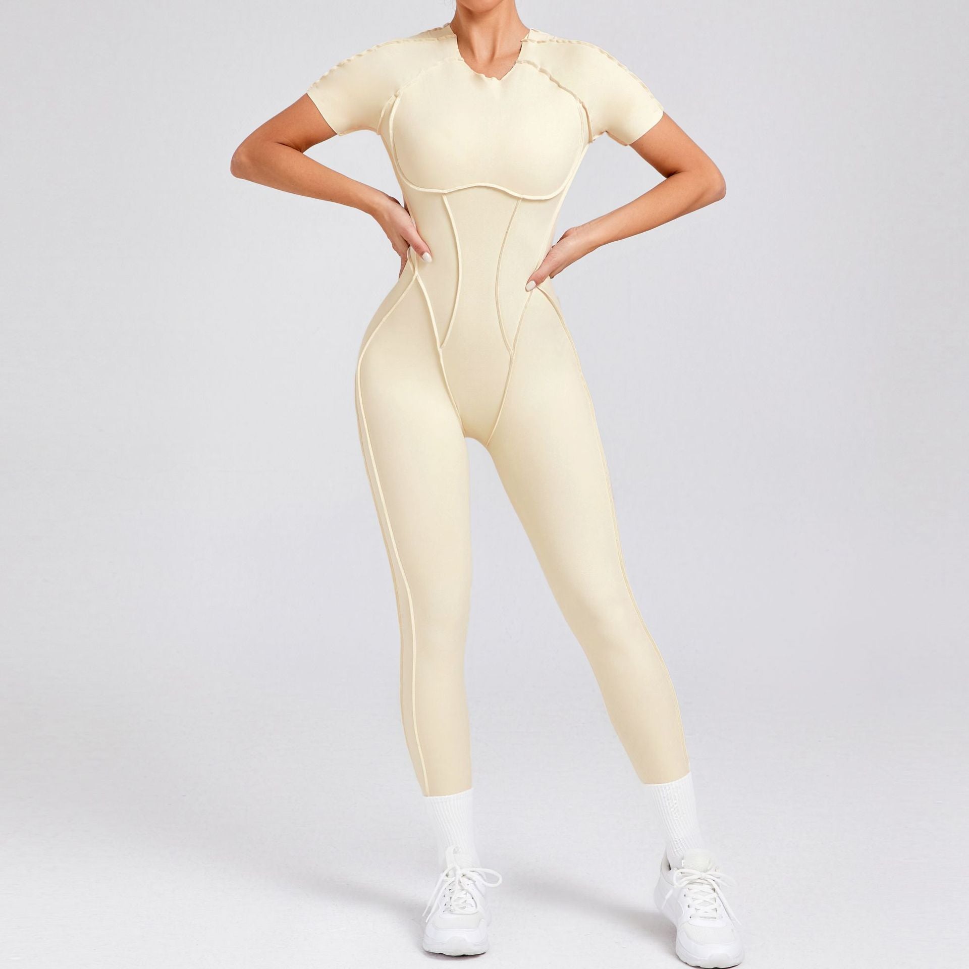 Three-dimensional halter tight short sleeve trousers onesie 88201