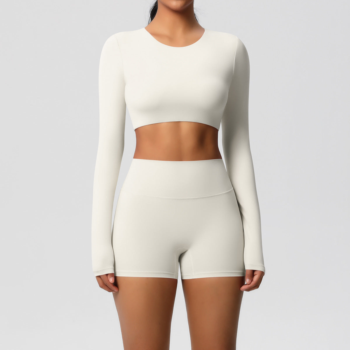 Two-piece yoga dress with padded chest and long sleeve shorts