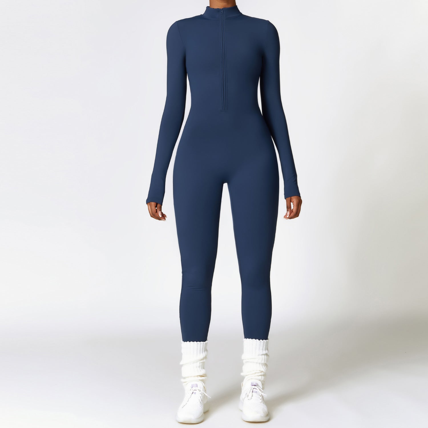 Zip nude bodysuit with fleece Yoga bodysuit 8445