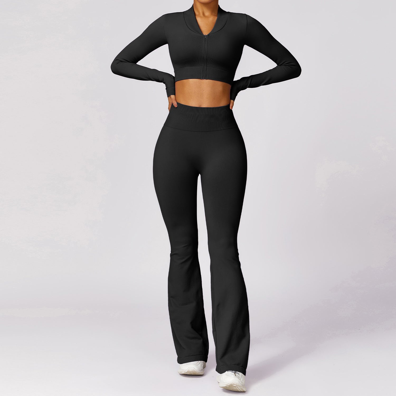 Seamless beauty back yoga dress three-piece hip lift flared pants 7502