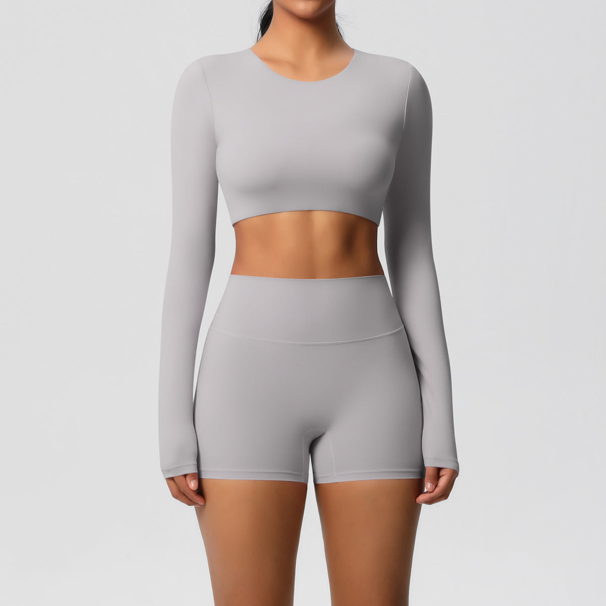 Two-piece yoga dress with padded chest and long sleeve shorts