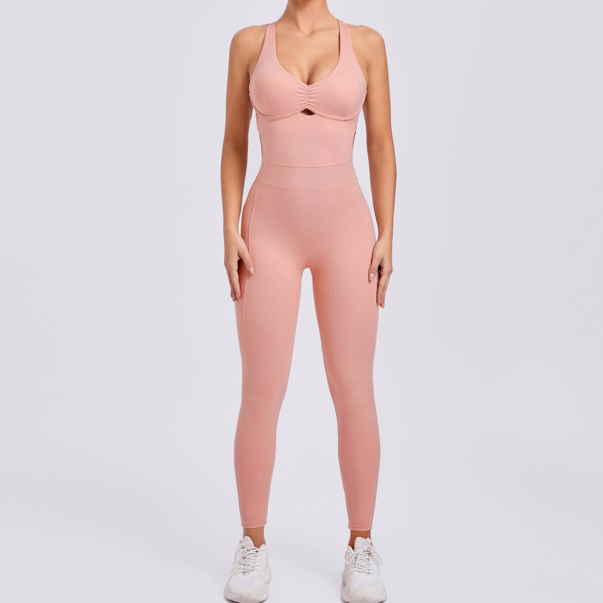 Cross adjustable strap one-piece yoga suit