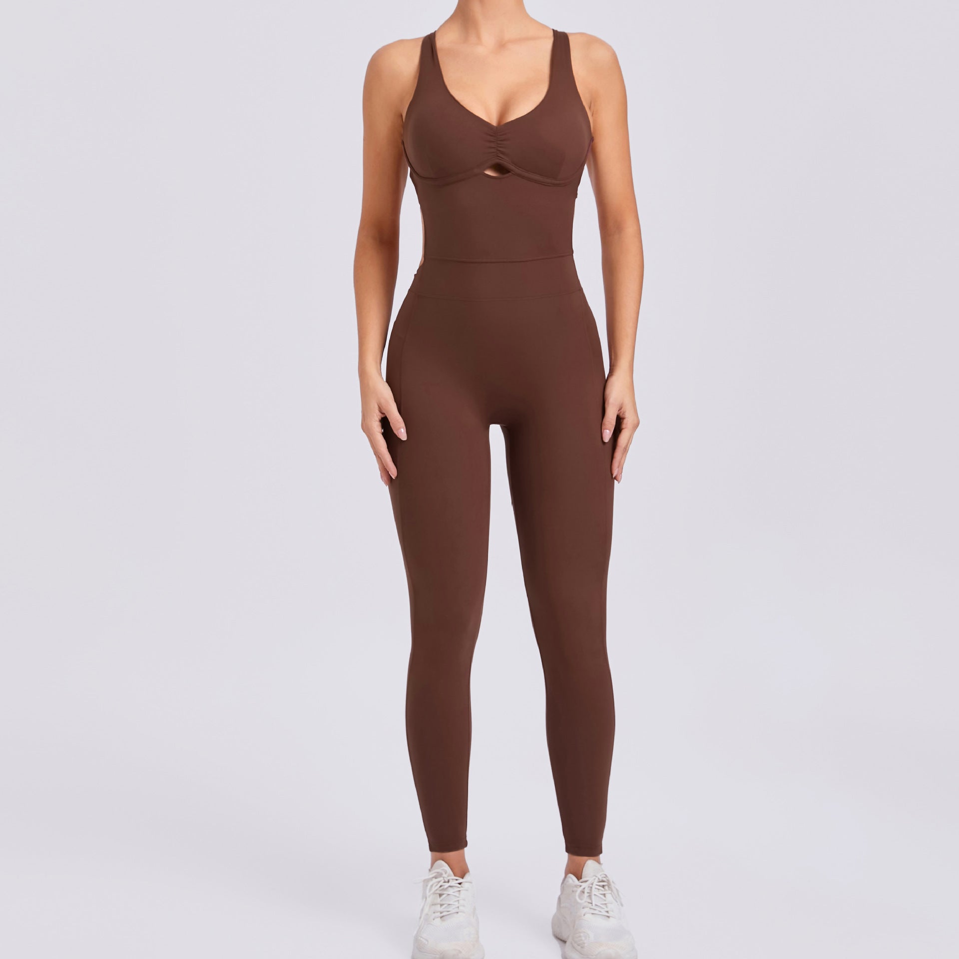 Cross adjustable strap one-piece yoga suit