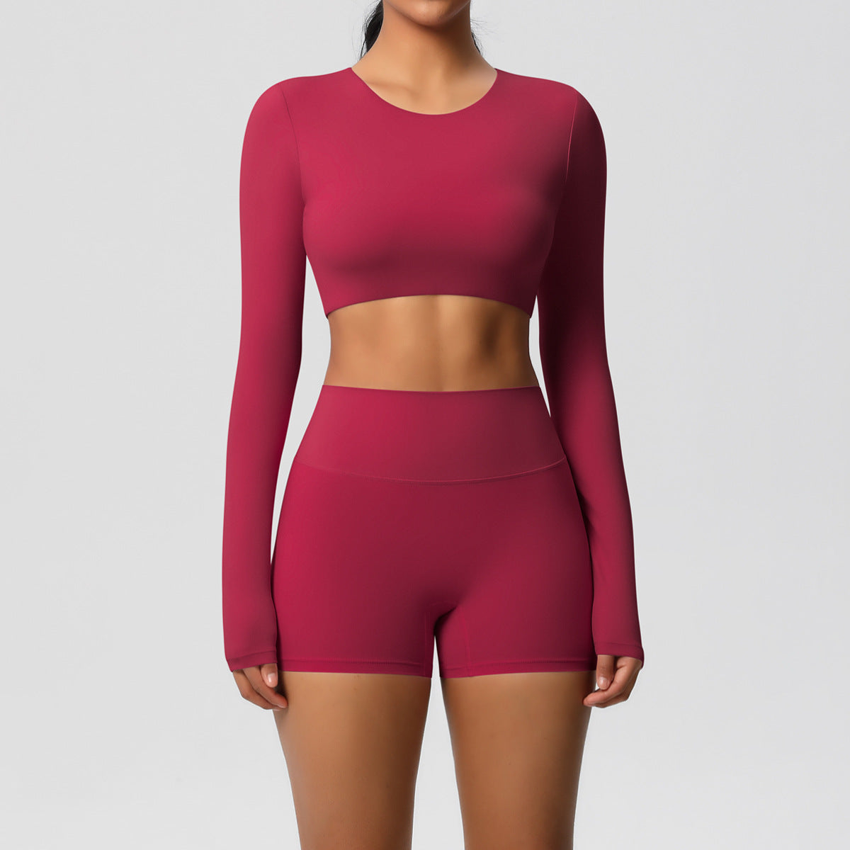 Two-piece yoga dress with padded chest and long sleeve shorts