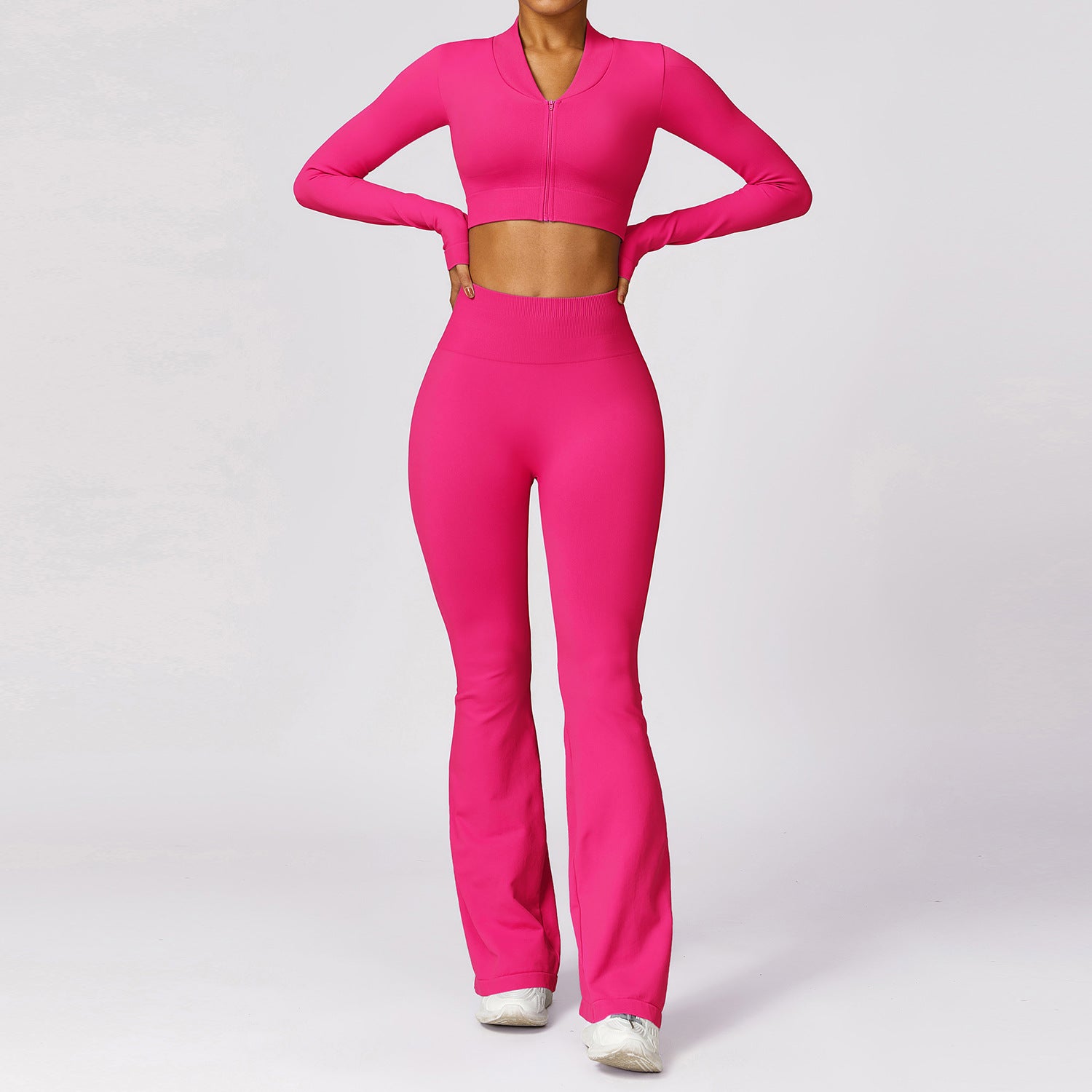 Seamless beauty back yoga dress three-piece hip lift flared pants 7502