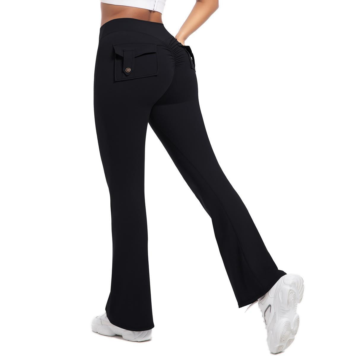 Peach cargo tights high-waisted stretch button-up yoga pants