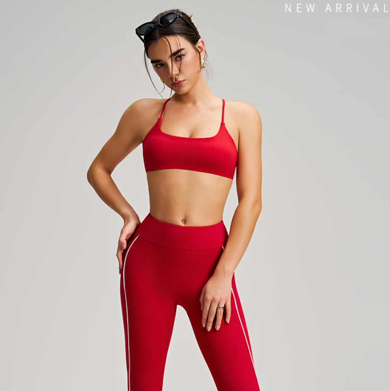 White stripes running shorts cross sports underwear bra training yoga suit