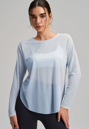 Outside wear bamboo yarn yoga smock female long sleeve round neck blazer loose slim fitness leisure quick dry smock