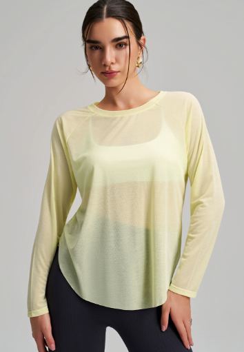 Outside wear bamboo yarn yoga smock female long sleeve round neck blazer loose slim fitness leisure quick dry smock