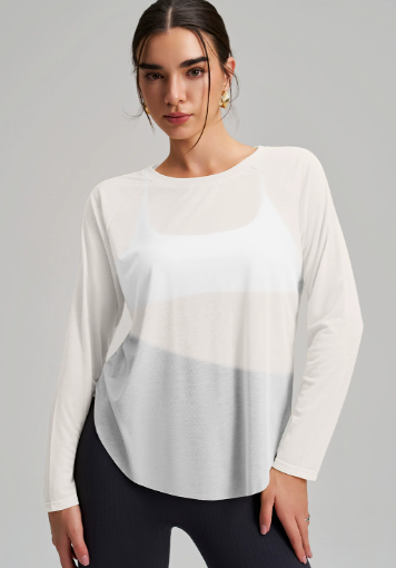 Outside wear bamboo yarn yoga smock female long sleeve round neck blazer loose slim fitness leisure quick dry smock