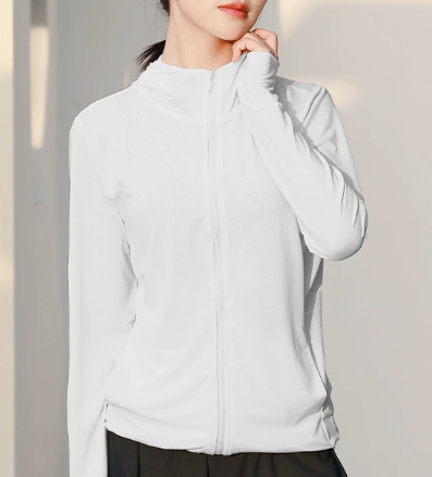 New Arrival Women Thin Hooded Sun Protection Jacket, Long Sleeve Jacquard Breathable Outdoor UV Protection Coat