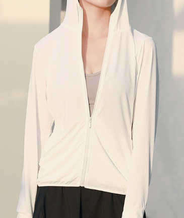 New Arrival Women Thin Hooded Sun Protection Jacket, Long Sleeve Jacquard Breathable Outdoor UV Protection Coat