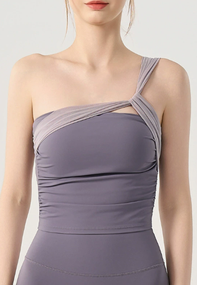 Longline Solid Color Sculpt Back Sports Tank with Fixed Padded Cup, Slim Fit Women Yoga Fitness Top