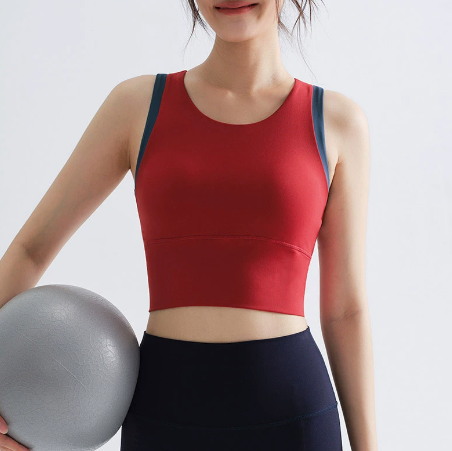 Women's Slim Fit Yoga Outfit, Professional Outdoor Running Sports Tank Top & 5-Piece Shorts Fitness Set