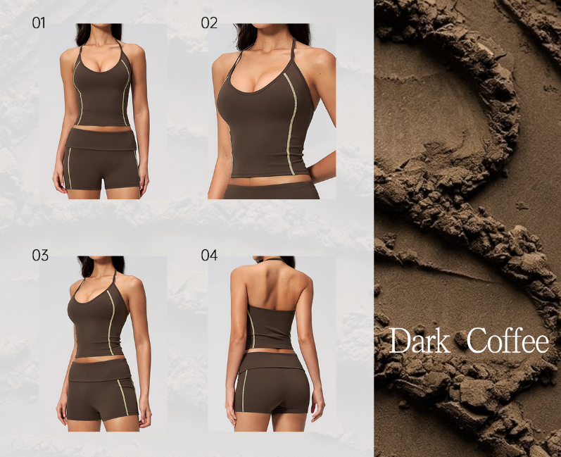 New Fashion Yoga Set, Halter V-Neck High Waist Crossover Waistband Slimming Color Block Sports Outfit Style 4533