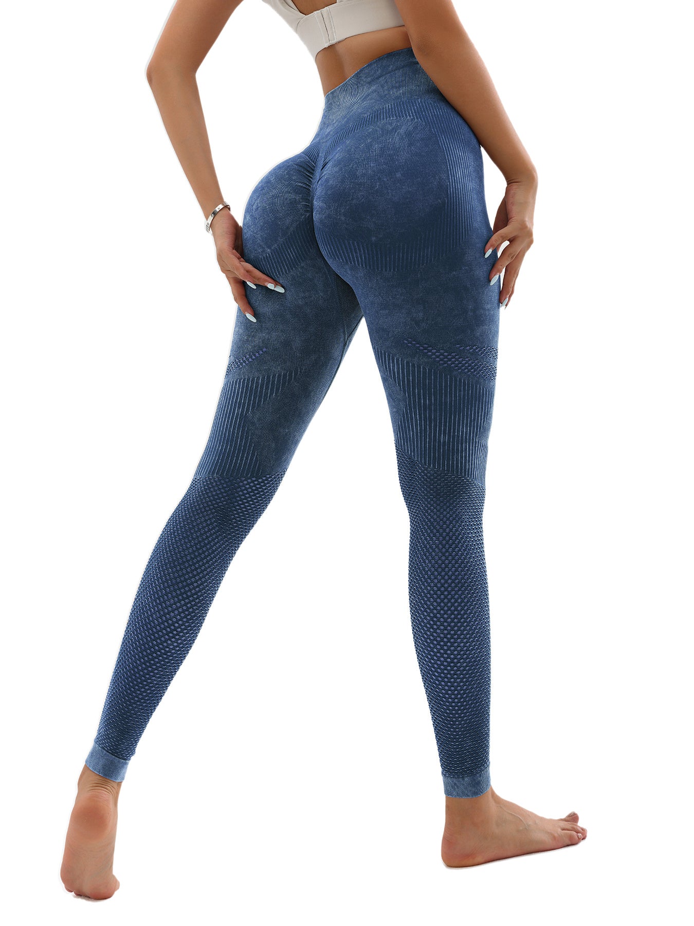 2 Pack Women's Seamless Washed Wide Waistband Sports Leggings, Women's High Waist Yoga Leggings, Textured Tummy Control Ruched Booty Tights Push Up Yoga Pants