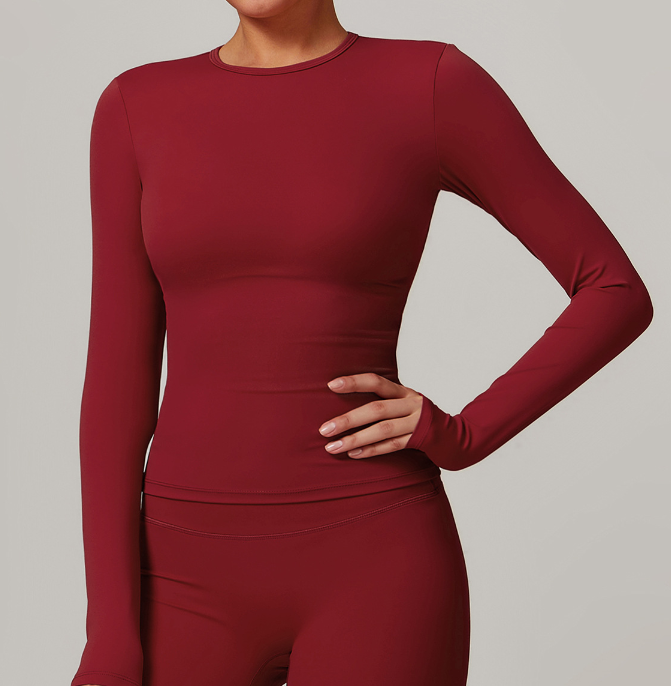 Winter brushed long-sleeved yoga wear, high-intensity fitness wear,running top 8519