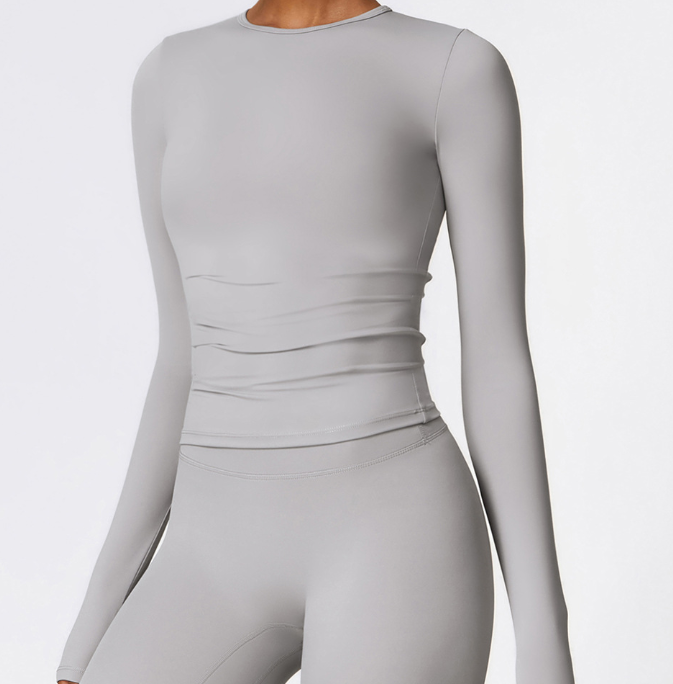 Winter brushed long-sleeved yoga wear, high-intensity fitness wear,running top 8519