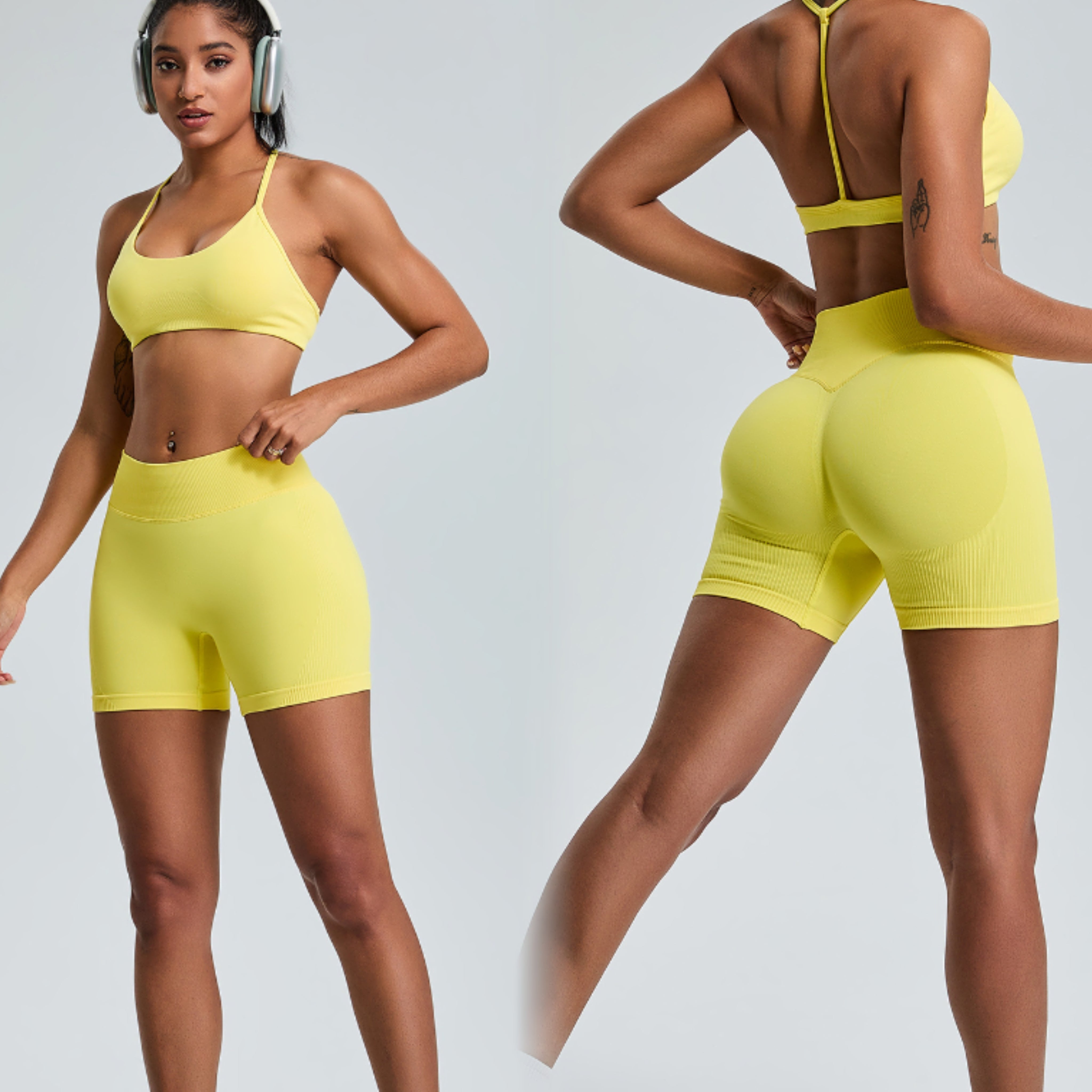 Seamless sports suit peach hip - lifting outdoor running yoga suit