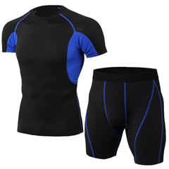 Men's PRO Tight fitness training suit Stretch quick dry suit Short sleeve + Short12 colors