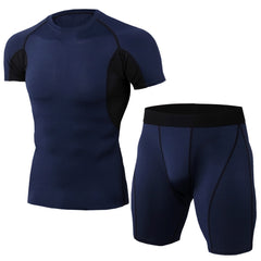 Men's PRO Tight fitness training suit Stretch quick dry suit Short sleeve + Short12 colors