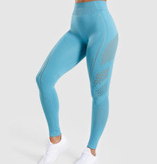 Body-building pants women's high-waisted tight-fitting hip-lifting running holes yoga yoga pants nine points