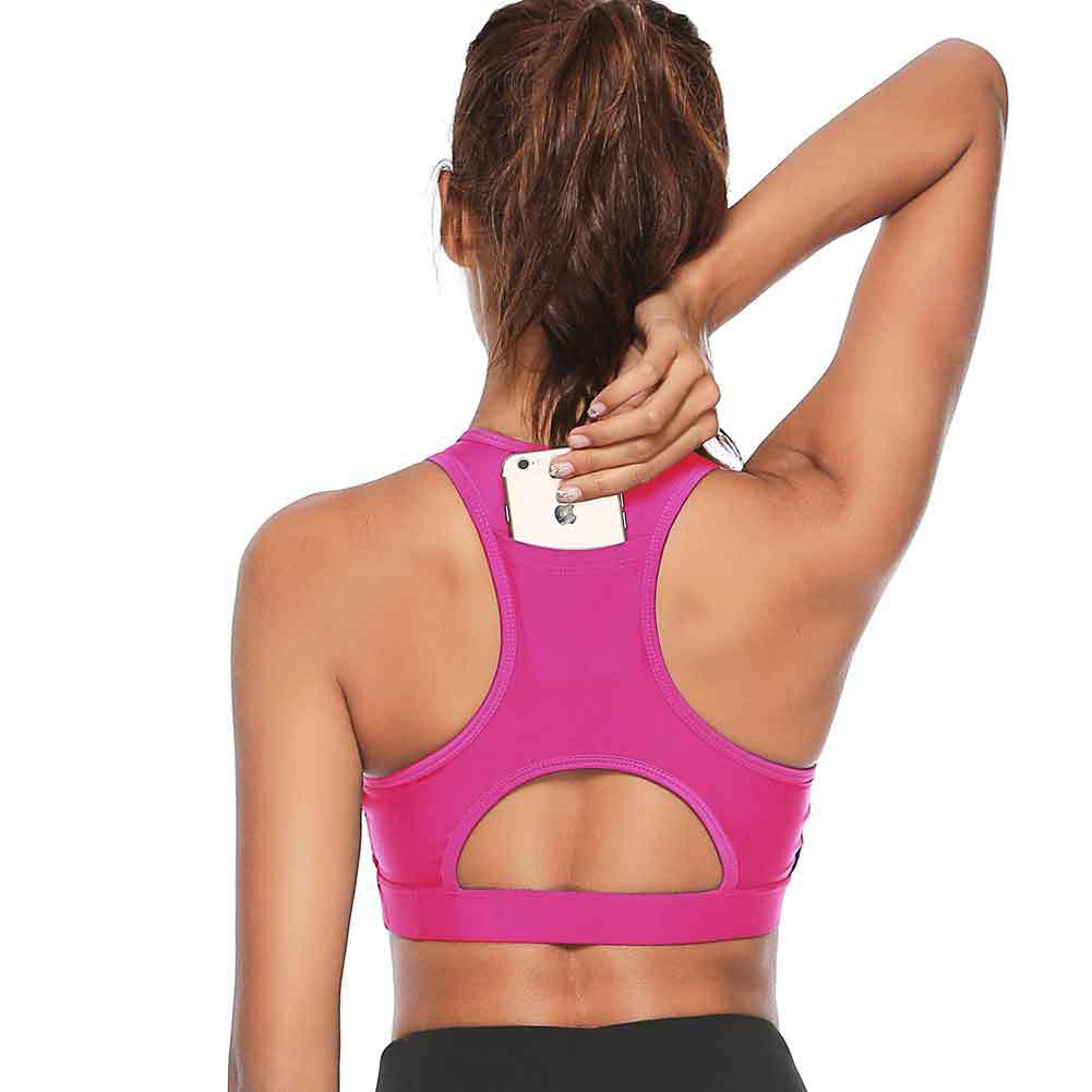 Body-building beauty back insertion mobile phone yoga bra sports lingerie