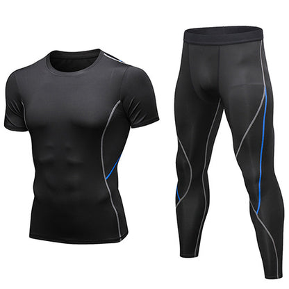 Tight training suit Sports Quick Dry Suit Short sleeve + Trousers 91204+91302 3 colors