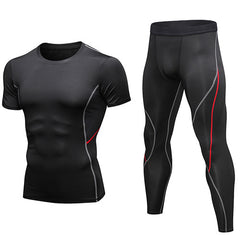 Tight training suit Sports Quick Dry Suit Short sleeve + Trousers 91204+91302 3 colors