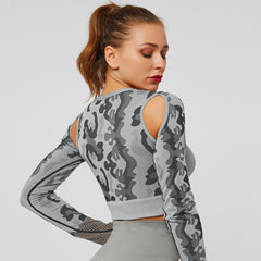 Camouflage seamless tight-fitting long sleeve fitness  women's yoga top