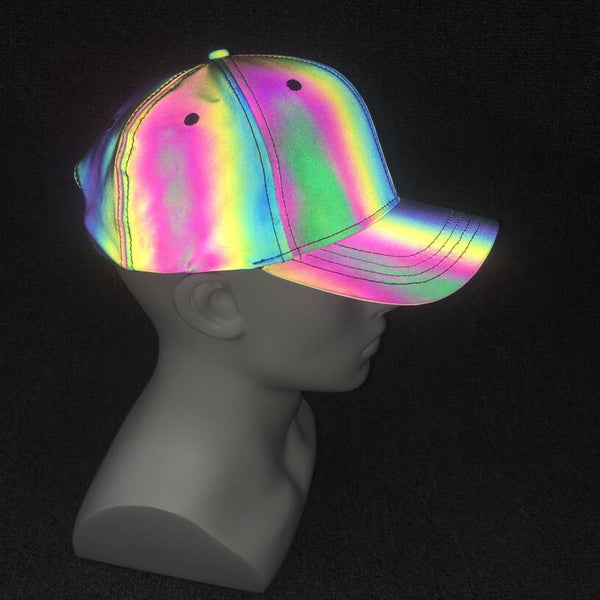 Dazzling reflective baseball caps luminous rainbow hats for men and women sun caps