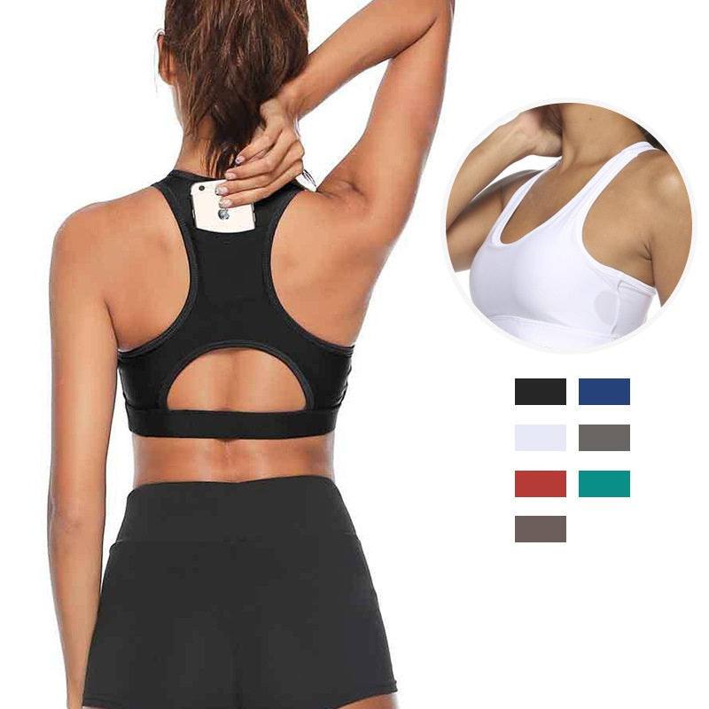 Body-building beauty back insertion mobile phone yoga bra sports lingerie