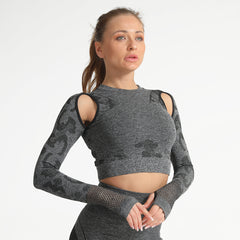 Camouflage seamless tight-fitting long sleeve fitness  women's yoga top