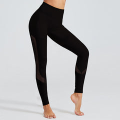 Quick-dry seamless high-waisted striped hollowed-out gym pants sport leggings 3colors
