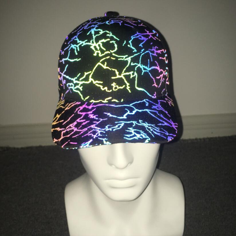 Dazzling reflective baseball caps luminous rainbow hats for men and women sun caps