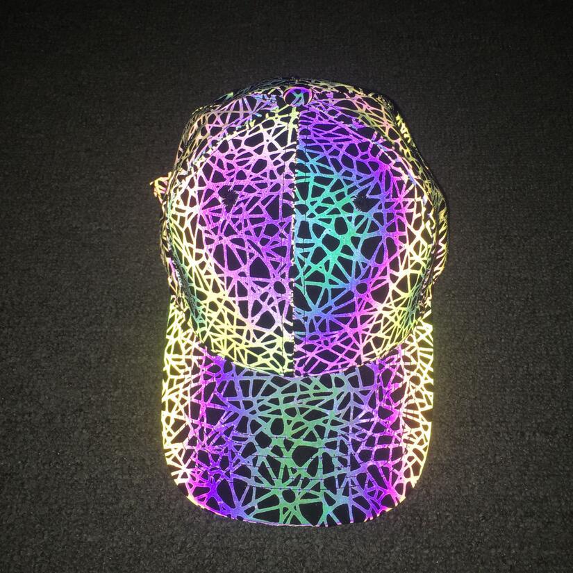 Dazzling reflective baseball caps luminous rainbow hats for men and women sun caps