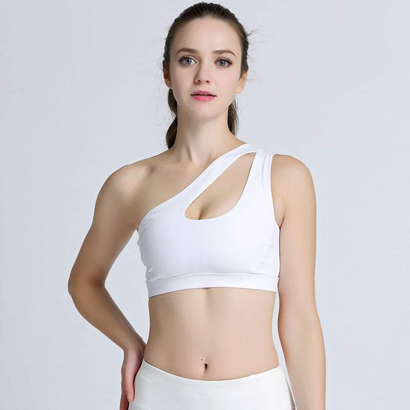 Unrimmed sports one-shoulder bra shock - resistant sports underwear
