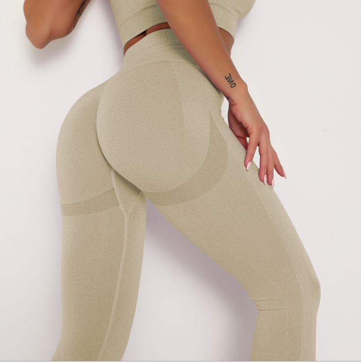 Seamless knitted high-waisted hip lift bodysuit yoga pants 14 colors